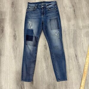 7 For All Mankind Skinny Jeans Women's 26 Blue Stretch Denim Made In USA